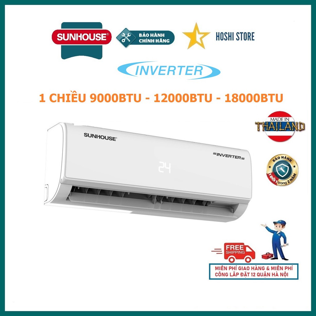 {FREESHIP & CÔNGLẮP ĐẶT}Điều hòa không khí một chiều INVERTER SUNHOUSE SHR-AW12IC610,làm lạnh nhanh, siêu tiết kiệm điện